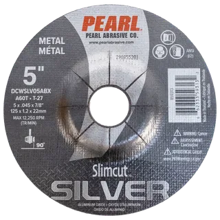SlimCut™ Silver Thin Cut-Off Wheel T-27 5" x .045" x 7/8 A60T DCWSLV05ABX, Box of 50
