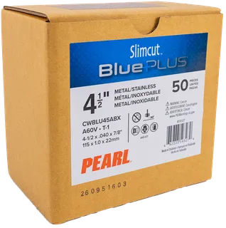 SlimCut™ Blue Plus Thin Cut-Off Wheel T-1 4 1/2" x .040" x 7/8 A60V CWBLU45ABX, Box of 50