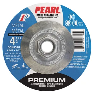 Premium Aluminum Oxide Depressed Center Grinding Wheel 4-1/2 x 1/8 x 5/8-11 A24R T-27 Pipeline DC4505H