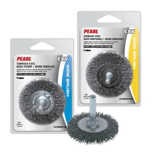 EXV™ Crimped Wheel End Brush 2-1/2 x .012 x 1/4, Stainless Steel CLCWEB212ES